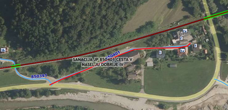 POTEK DEL NA SANACIJI JP 850401 CESTA V NASELJU DOBRIJE IV (ID 1245870)